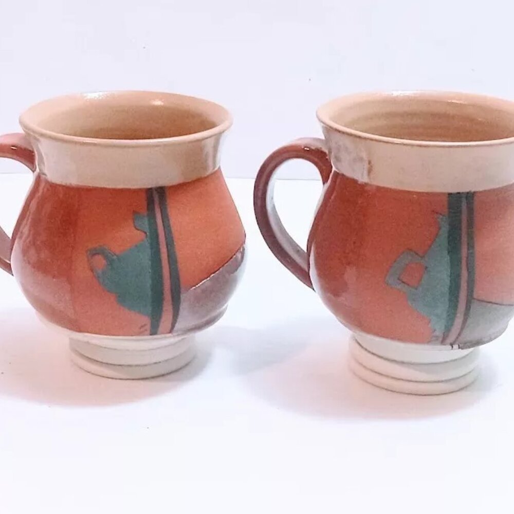 Handmade Artist Signed Studio Pottery 3.5" Mugs